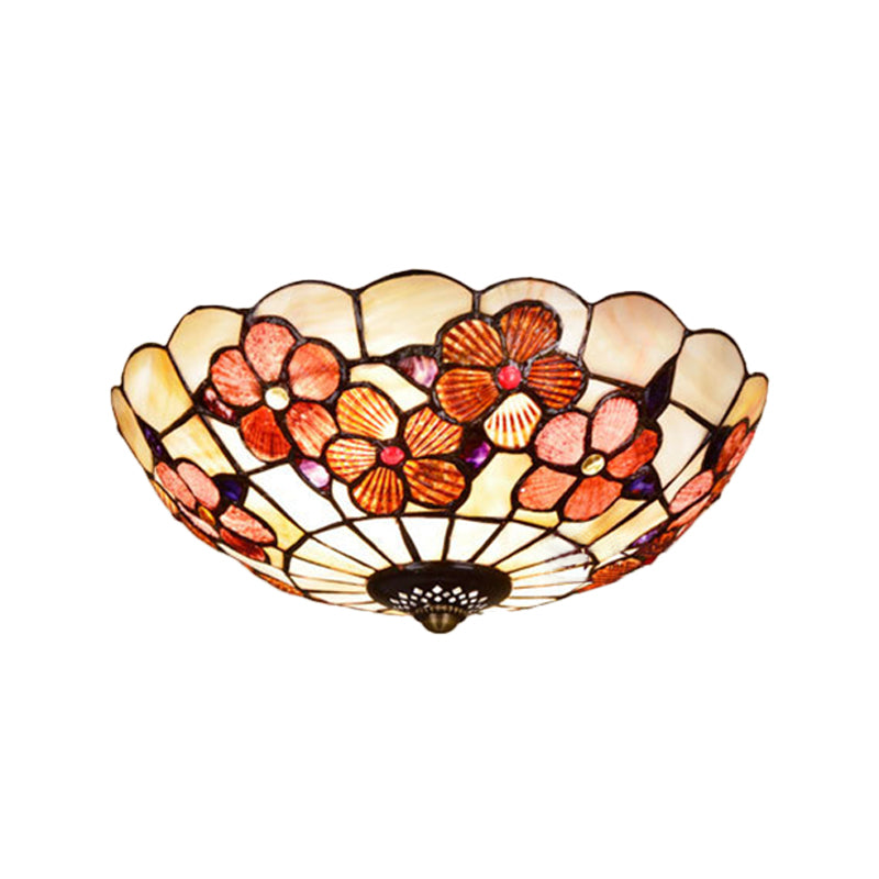 Plafonnier à motif pivoine, coquille Tiffany, 3/4 ampoules, plafonnier rose, 12"/16"/21" de diamètre