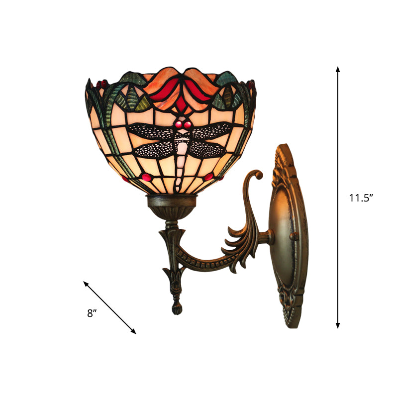 Dragonfly Wall Lighting Ideas Tiffany Cut Glass 1 Bulb Bronze Wall Mounted Light