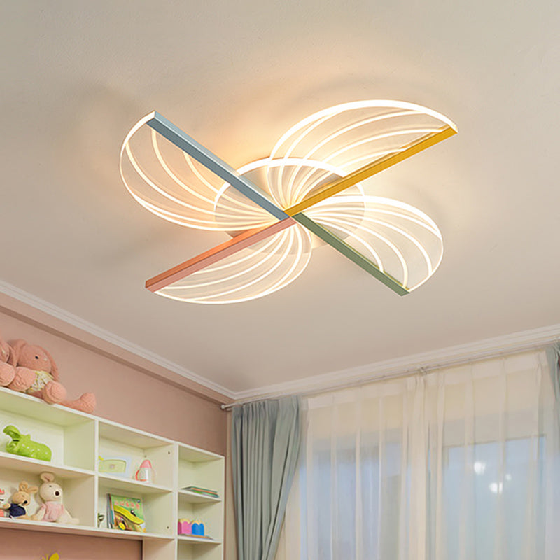 Nordic Style Windmolen Flush Verlichting Clear Acryl LED Slaapkamer Flushmount Lamp in Wit