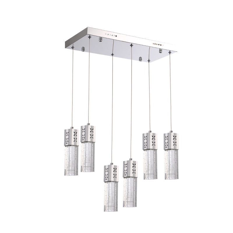 TUBE CRISTAL Square Multi-plafond moderniste moderniste à LED LED Pendulum en Chrome