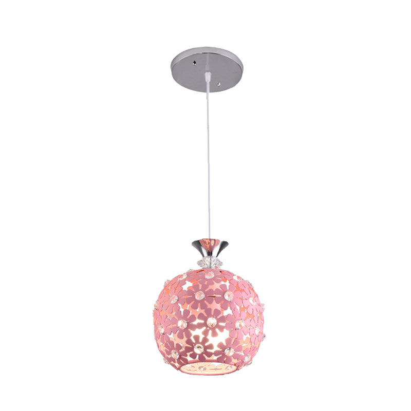 Luce a sospensione per goccia floreale rosa con design sfera minimo 1 lampadina a soffitto del soffitto