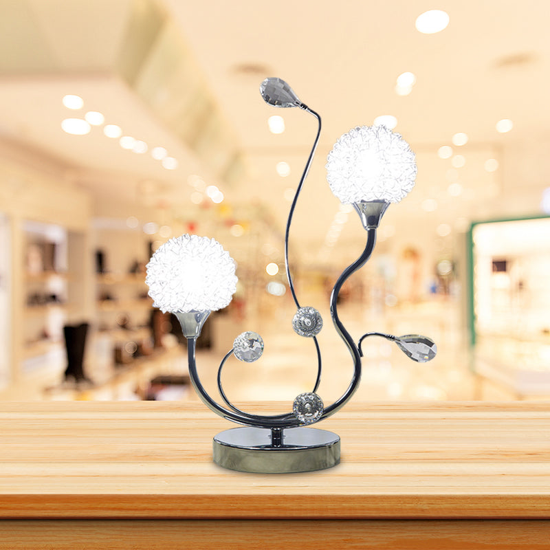 CROME FINAL DANDELION Nightsand Light Modernist 2 Lights Light Metallic Night Lamp con acento de cristal