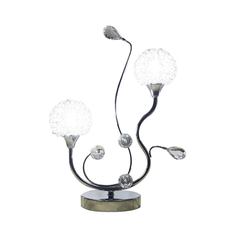 CROME FINAL DANDELION Nightsand Light Modernist 2 Lights Light Metallic Night Lamp con acento de cristal