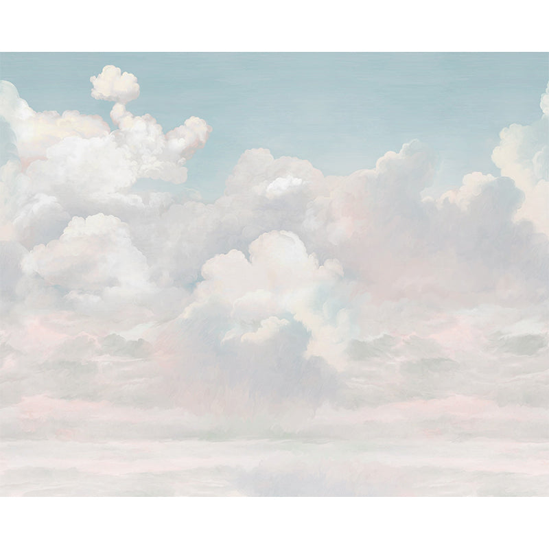 Decorative Cloudy Dust Murals Customized Natural Blue and White Wall Art for Coffee Shop and Restaurant