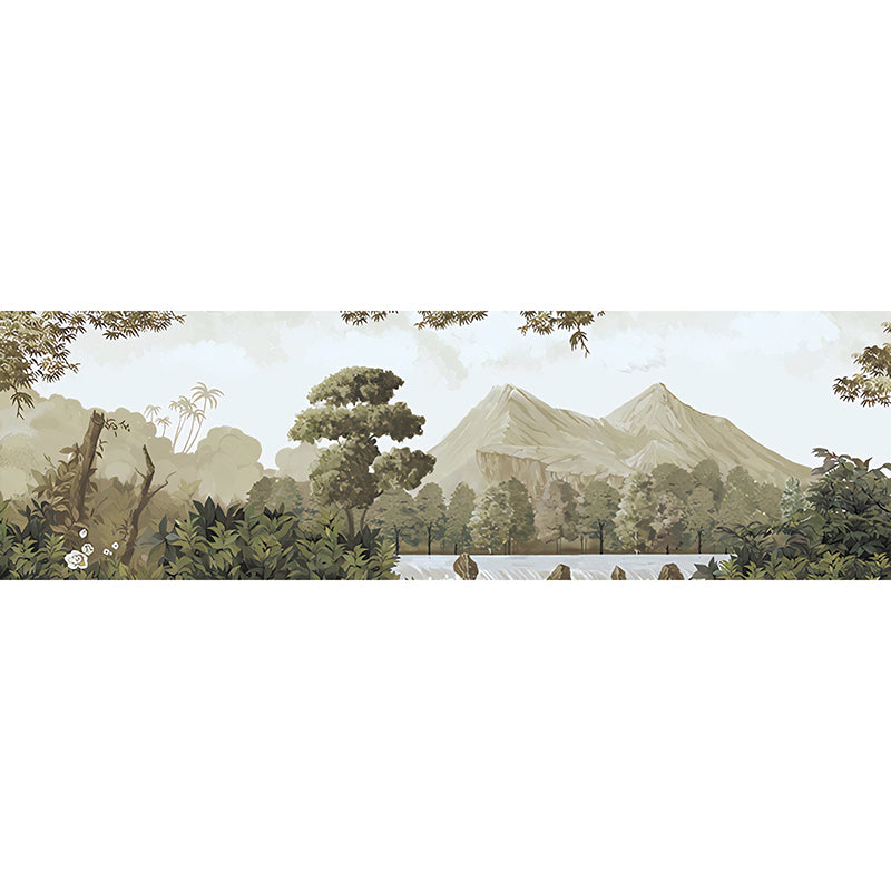 Unique Wall Mural in Industrial Grey with 3D Print Tree for Living Room, Non-Woven Fabric