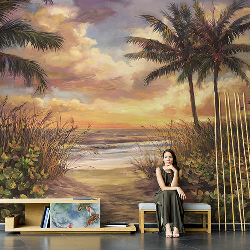 Large Tropical Mural Wallpaper Fresh Color Forest and Tree Wall Art, Personalized Size Available