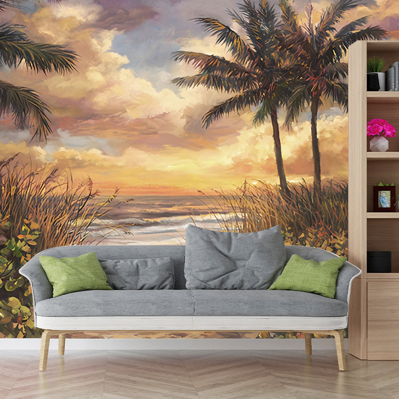 Large Tropical Mural Wallpaper Fresh Color Forest and Tree Wall Art, Personalized Size Available