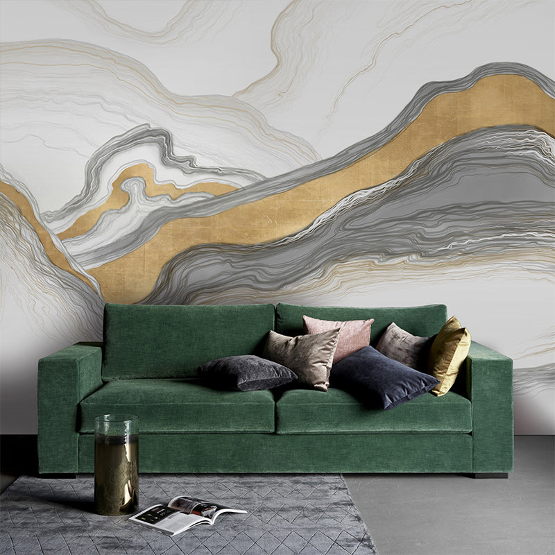 Große Wandtapete in Pastellfarben mit Bergmotiven, Wandverkleidung aus Vliesstoff für die Inneneinrichtung, nach Maß gefertigt