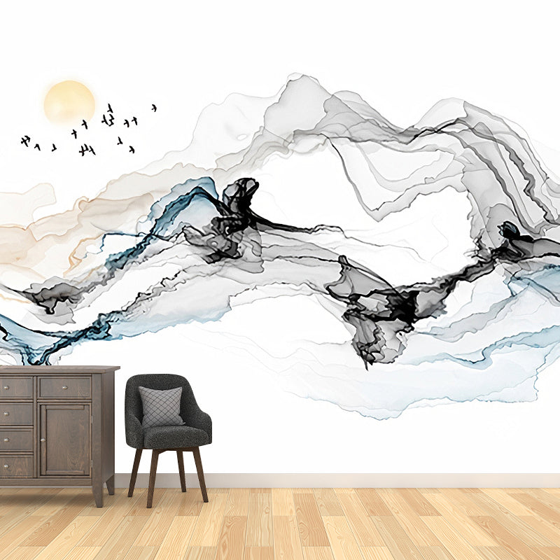 Peintures murales abstraites couleur pastel fumée décor mural extra large, taille personnalisée disponible