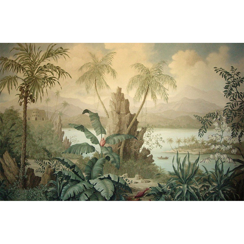 Retro Wall Murals for Accent Wall, Middle Age Forest in Dark Color, Personalized Size Available