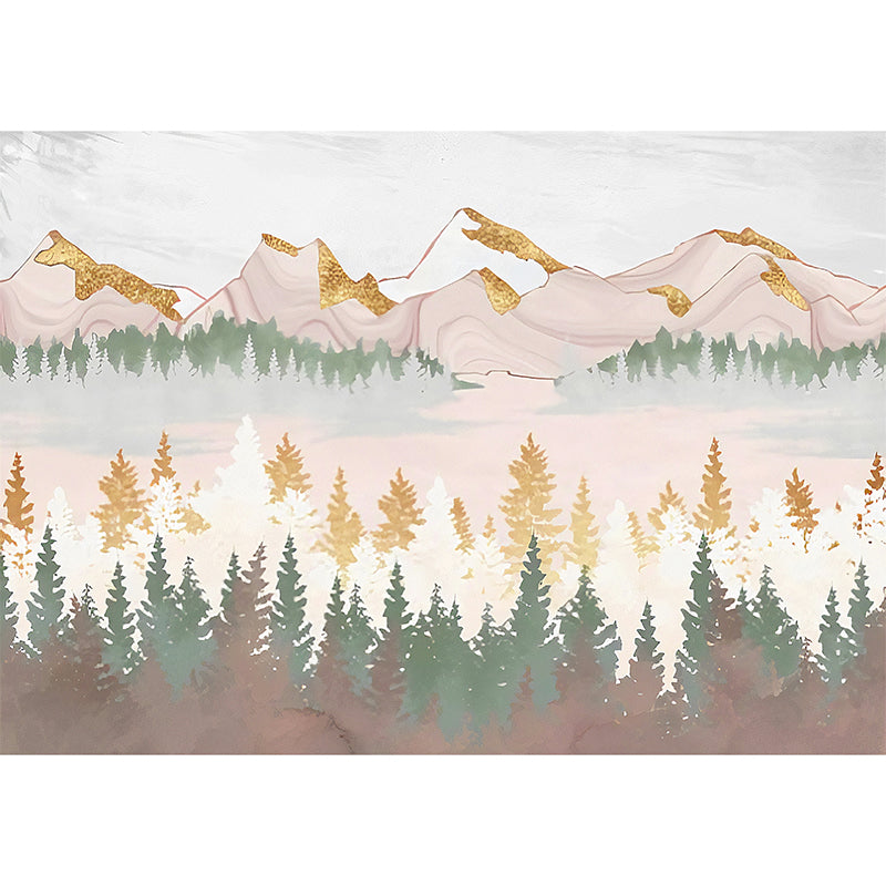 Decorative Non-Woven Mural Wallpaper Traditional Fresh Mountain and Tree Wall Art for Living Room