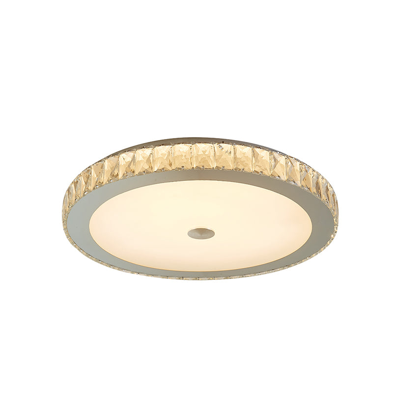 Beveling Crystal Circle Flushmount Simple Bedroom LED Flush Montaggio Soffitto Light in bianco
