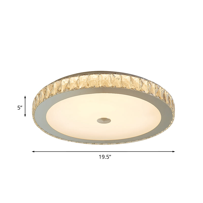 Beveling Crystal Circle Flushmount Simple Bedroom LED Flush Montaggio Soffitto Light in bianco