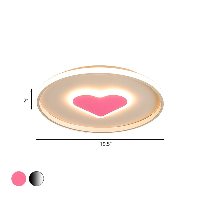 Nordic Loving Heart Unterputzleuchte, Acryl-LED-Schlafzimmer-Unterputzleuchte in Rosa/Schwarz und Weiß