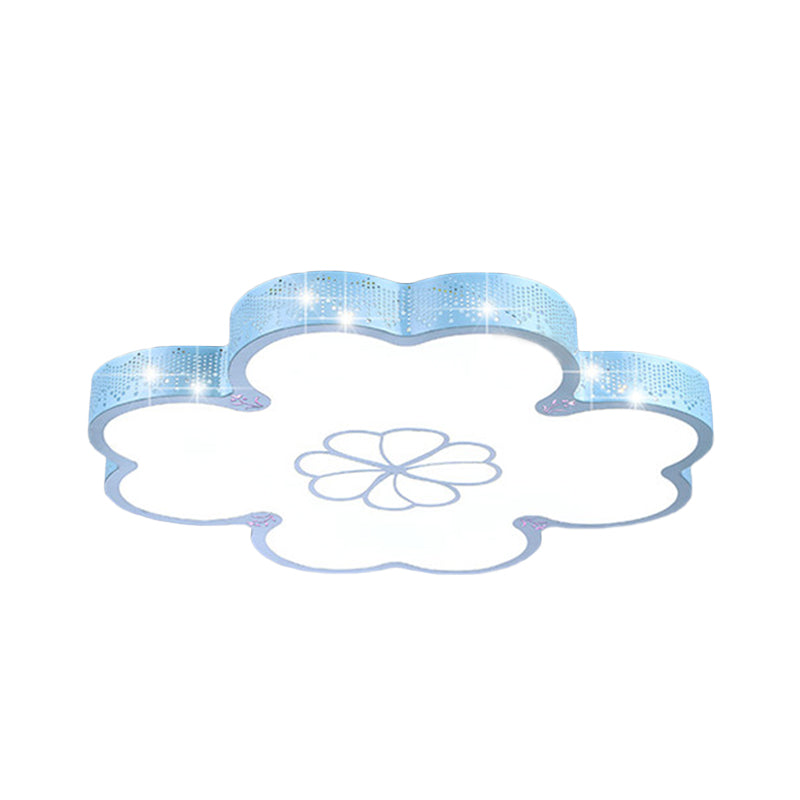 Cartoon Flower Ultrathin Flush Lighting Acrylic LED Bedroom Flush Mount Lamp in White/Blue
