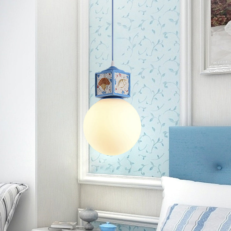 Orb Opalglas hängend leichter nordisches 1 Kopfhimmel/Wasserblau Würfel Deckenlampe für Kinder Bett