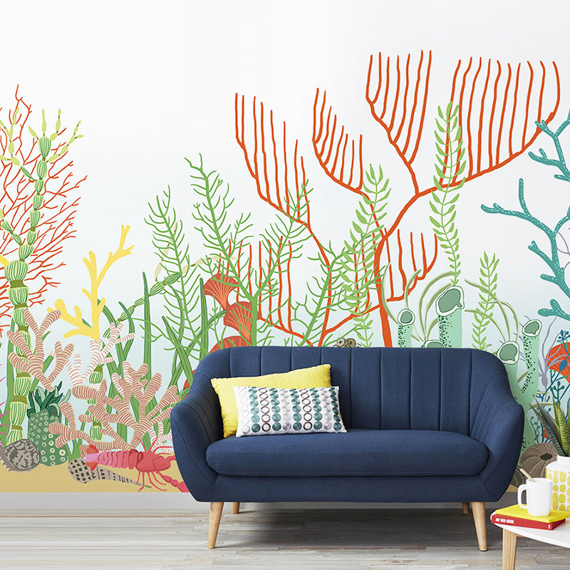 Floral Design and Branch Mural Wallpaper Scandinavian Natural Wall Covering for Living Room