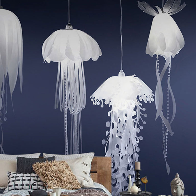 Full Size Illustration Natural Mural Wallpaper for Dining Room with Jellyfish in Blue and Purple