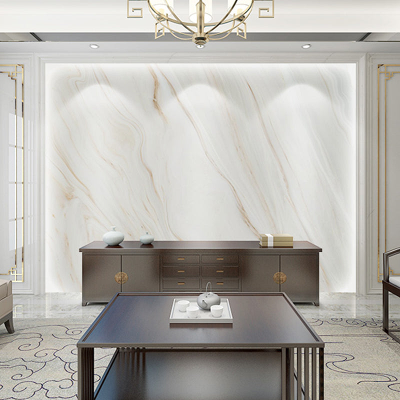 Whole Marble Wall Decor Simple Novelty Distressed Texture Mural Wallpaper in White and Brown