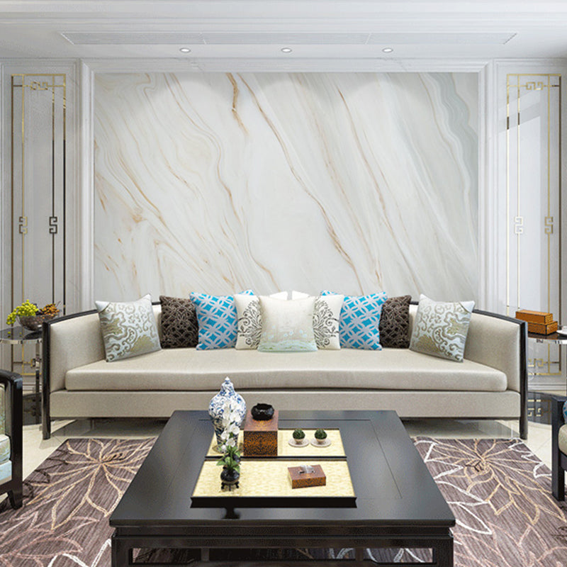 Whole Marble Wall Decor Simple Novelty Distressed Texture Mural Wallpaper in White and Brown