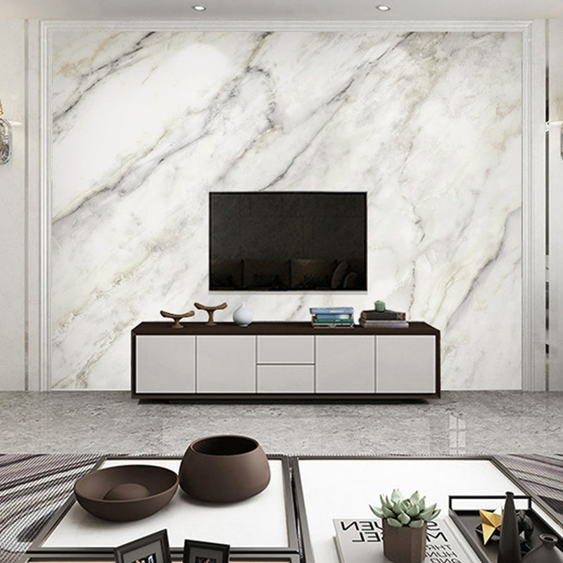 Giant Marble Wall Art for Accent Wall Simple Texture Wall Mural in Grey and White, Stain-Resistant