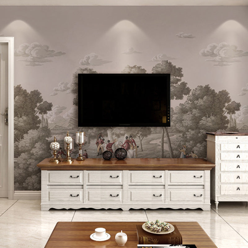 Nordic Wall Decor Grey Spring Hunting Full Size Mural Wallpaper, Custom-Made