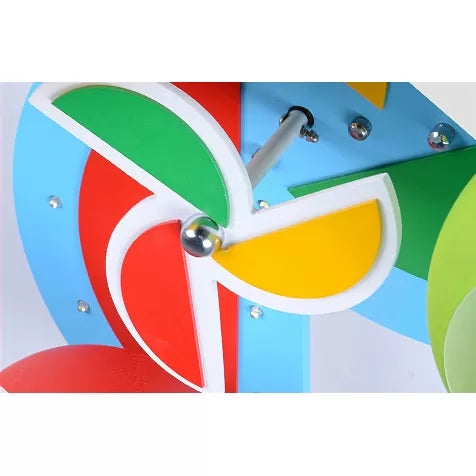 Cartoon Toy Windmill Ceiling Mount Light Wood Ceiling Lamp avec Globe Shade for Kindergarten