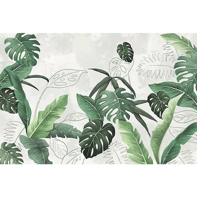 Decorative Tropical Leaf Mural Wallpaper Non-Woven Minimalist Wall Art for Bedroom
