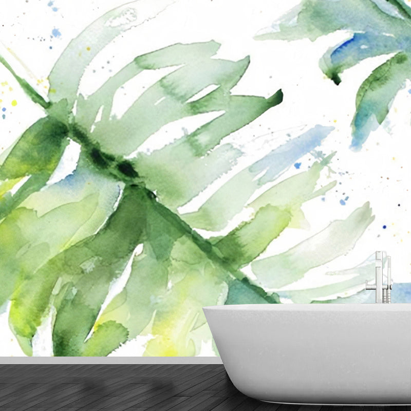 Stain-Resistant Tropical Leaf Mural Extra Large Wall Covering for Gallery and Dress Shop