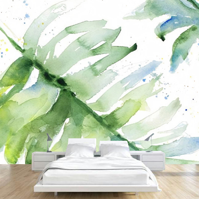 Stain-Resistant Tropical Leaf Mural Extra Large Wall Covering for Gallery and Dress Shop