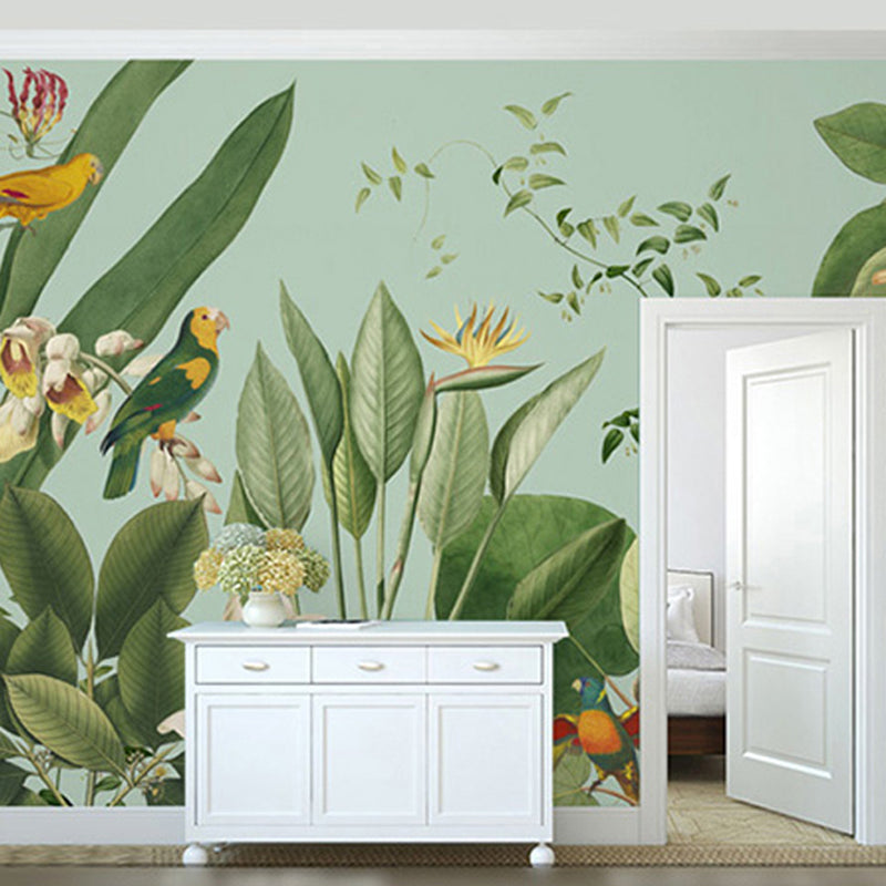 Fresh Forest and Bird Wall Art for Living Room Modern Mural Wallpaper, Personalized Size Available