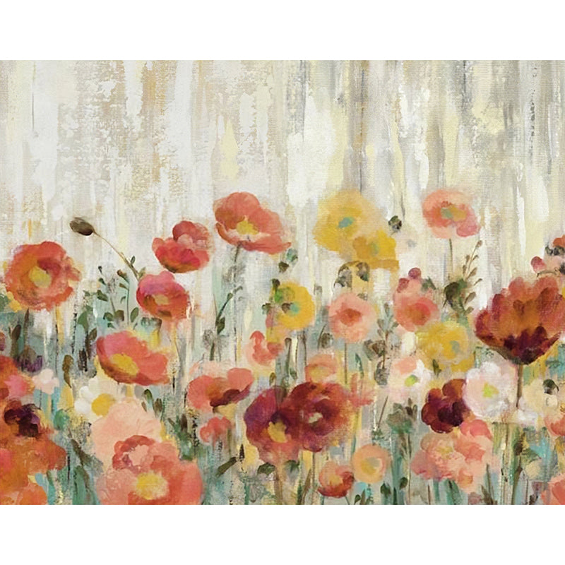 Yellow and Red Tropical Mural Customized Forest and Floral Pattern Wall Covering for Home Decoration