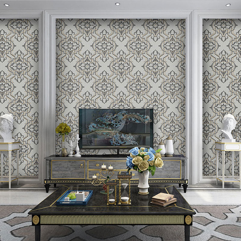 33' by 20.5" Classic Wall Art 3D Visual Damask Design Wallpaper Roll, Non-Pasted
