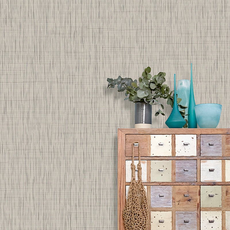 Modern Textured Stripe Wallpaper Stain-Resistant Non-Pasted Wall Covering, 33-foot x 20.5-inch