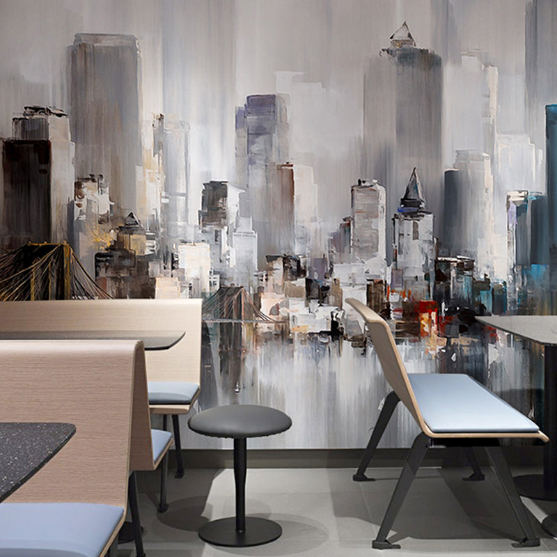 Extra Large Wall Art for Restaurant and Bar New York City and Tall Building Mural for Accent Wall