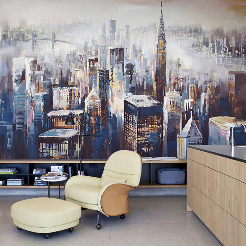 Extra Large Wall Art for Restaurant and Bar New York City and Tall Building Mural for Accent Wall