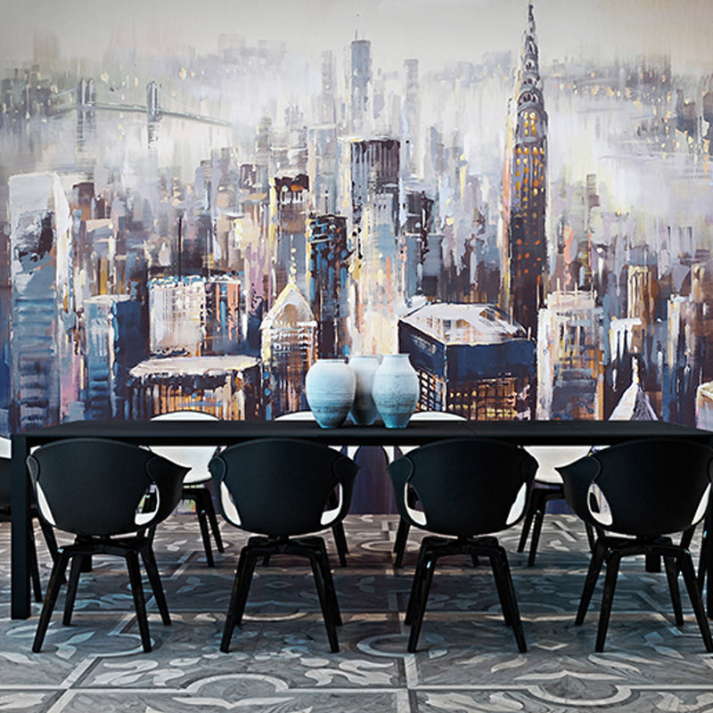 Extra Large Wall Art for Restaurant and Bar New York City and Tall Building Mural for Accent Wall