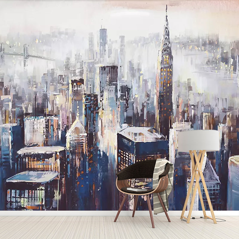 Extra Large Wall Art for Restaurant and Bar New York City and Tall Building Mural for Accent Wall