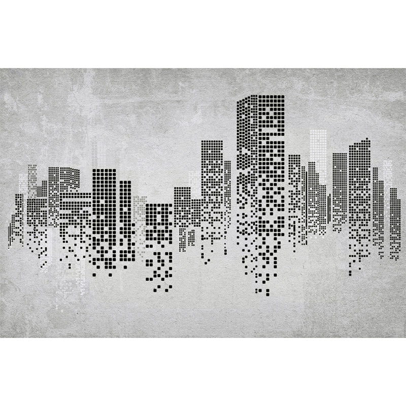 Black and Grey Murals Nordic Building Waterproof Wall Covering for Accent Wall