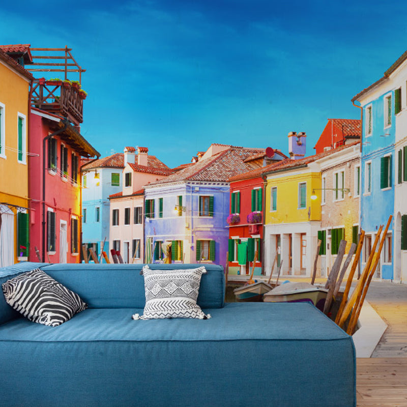 Large Murals Multi-Color Venice City and Boat Textured Wall Art for Accent Wall, Customized Size Available