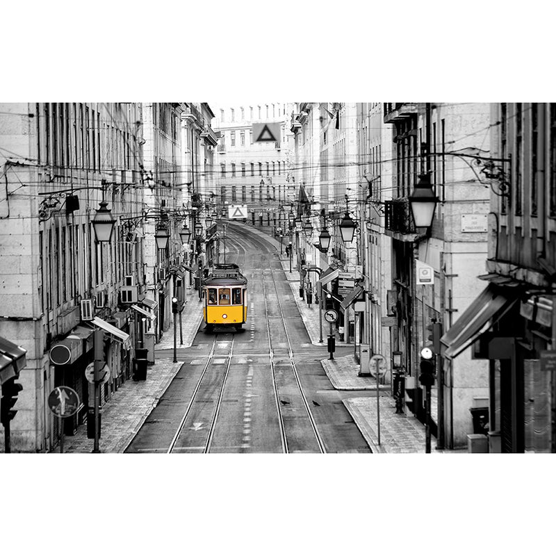 Giant Retro Industrial Wall Art Black and White Street and Bus Murals, Made to Measure