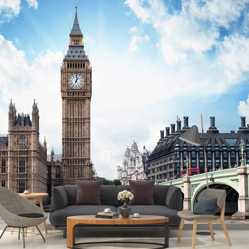 Multi-Colored Wall Mural Eiffel Tower and Night View Waterproof Wall Decor for Coffee Shop and Gallery