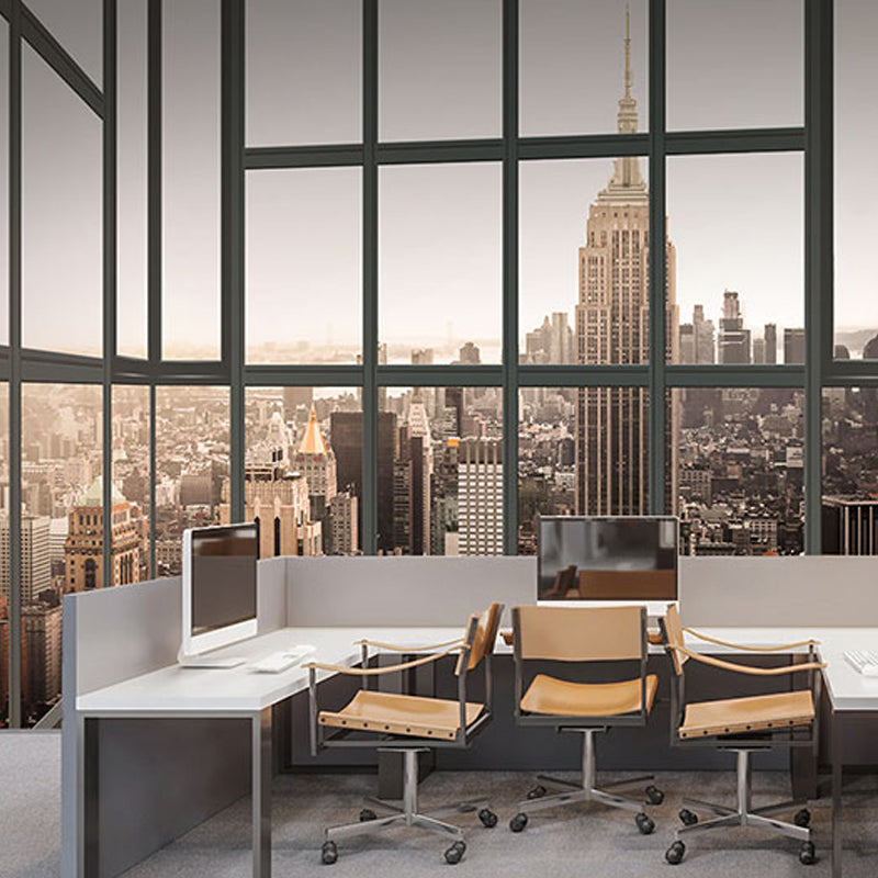 Whole Wall Mural Contemporary 3D Print City View from Office Wall Art in Natural Color