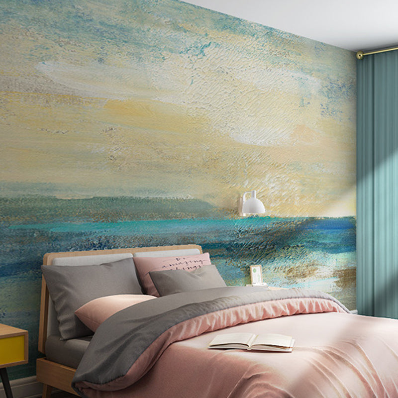 Illustration Style Murals Watercolors Painting Full Size Wall Covering for Living Room, Customized Size Available