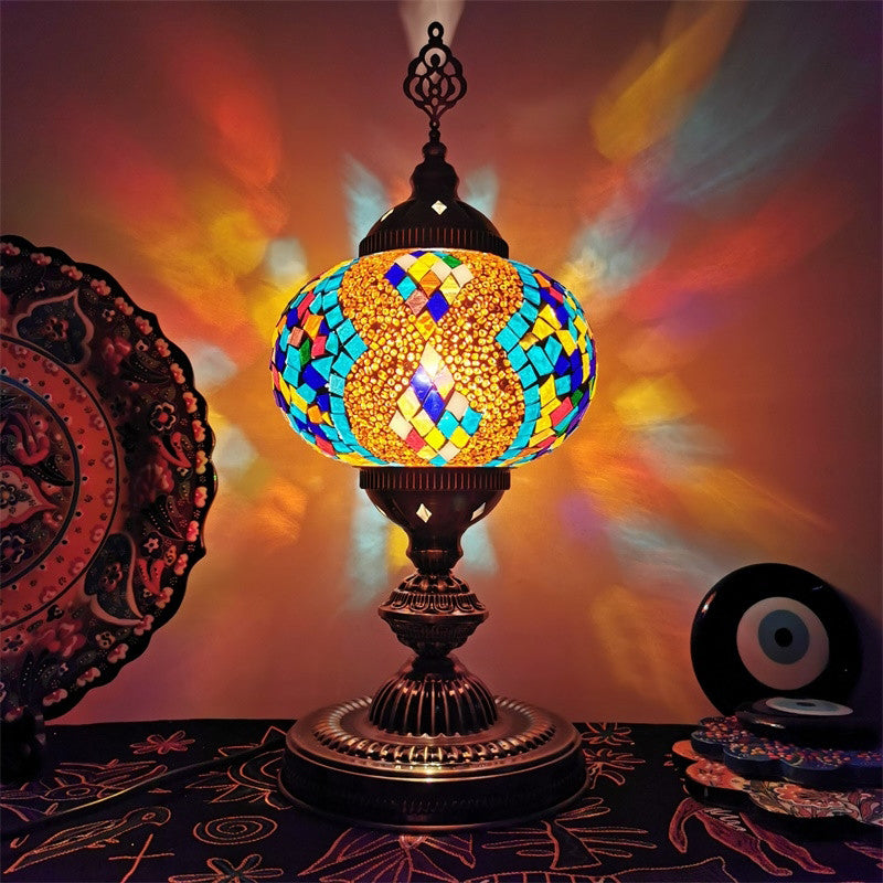 Art Deco Incense Burner Desk Light 1-Bulb Handcrafted Stained Glass Table Lamp in White/Beige/Yellow