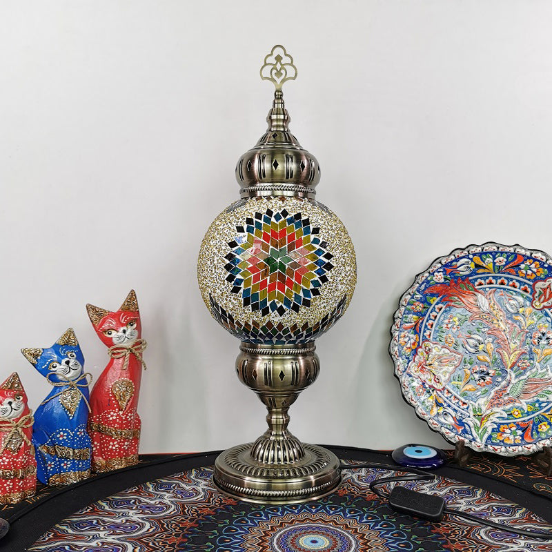 Lampe de bureau en verre artistique artisanal vintage 1 tête de nuit de nuit Lumière en blanc / beige / jaune