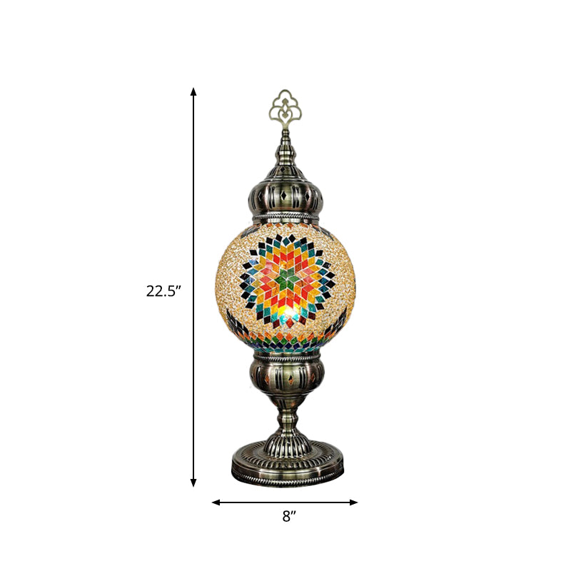 Handcrafted Art Glass Ball Desk Lamp Vintage 1 Head Living Room Nightstand Light in White/Beige/Yellow