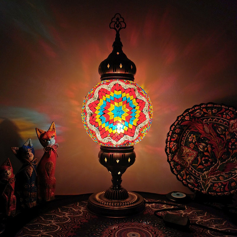 Lampe de bureau en verre artistique artisanal vintage 1 tête de nuit de nuit Lumière en blanc / beige / jaune