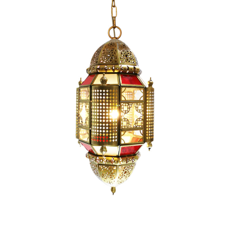 1 lampe suspendue légère Lantern Lantern Metal Suspension Éclairage avec conception de découpe en laiton