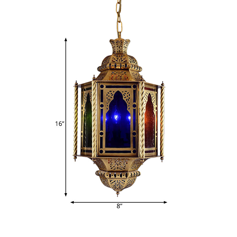 Lantern Restaurant Chandelier Arabian Metal 3 Bulbs Brass Suspended Lighting Fixture